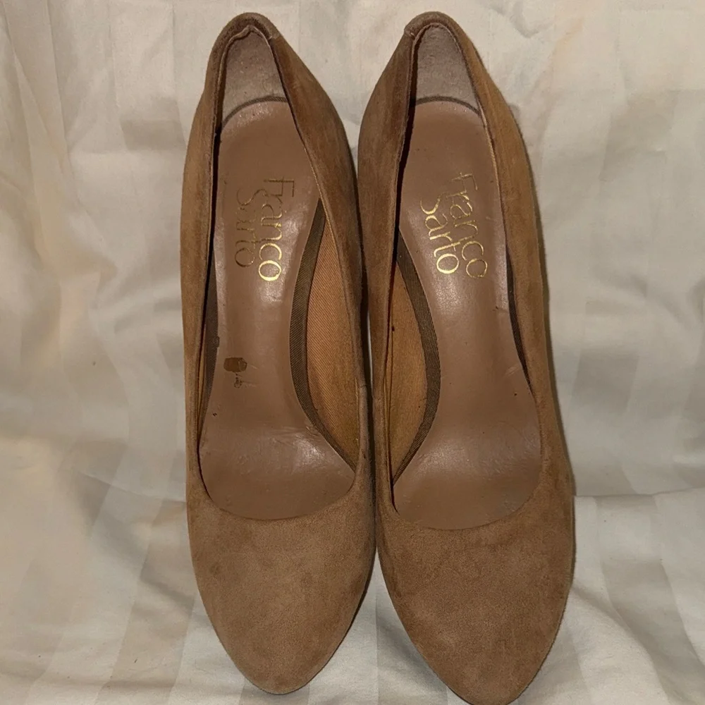 Franco Sarto Tan Suede Cork Espadrille Wedges - Picture 3 of 4